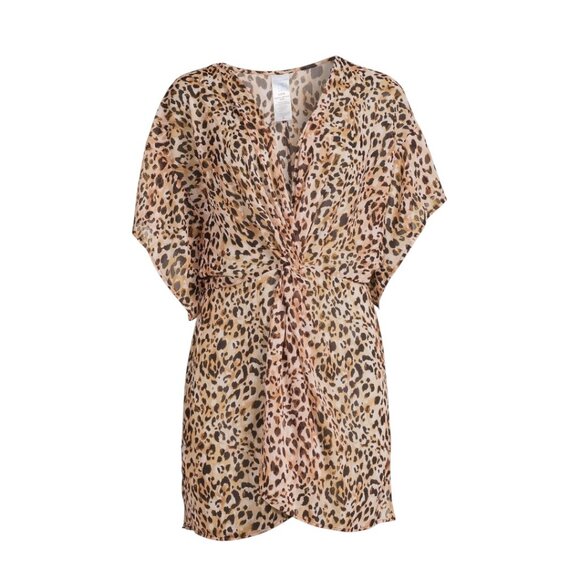 Time and True Women Leopard Print Swimsuit Cover-Up Tunic Dress SZ XL (16-18) - Picture 8 of 9